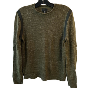 Club Monaco Green Wool Yak Hair Blend Sweater Small Shoulder Detail Minimalist
